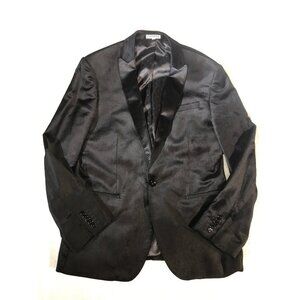Express Men's Photographer Fitted Black Velvet Tuxedo Blazer